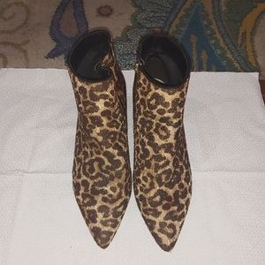 Leopard print kitten heel bootie